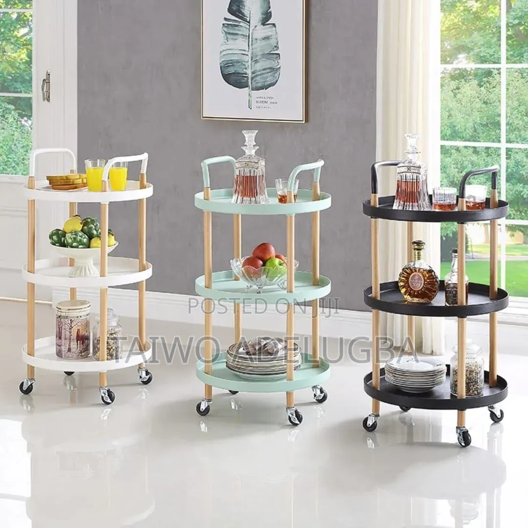 Moveable Multi Functional 3 Tier Nordic Round Household Trolley.