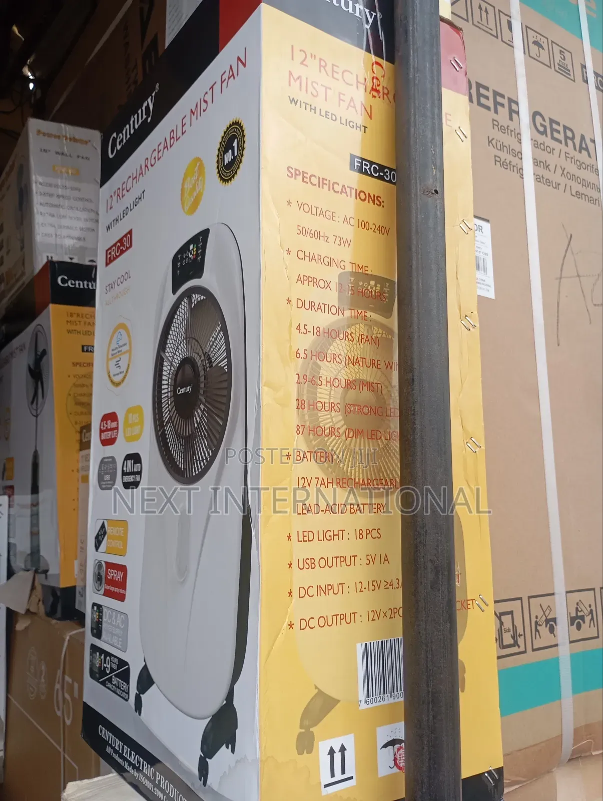Century Rechargeable Mist Fan 12 Inch