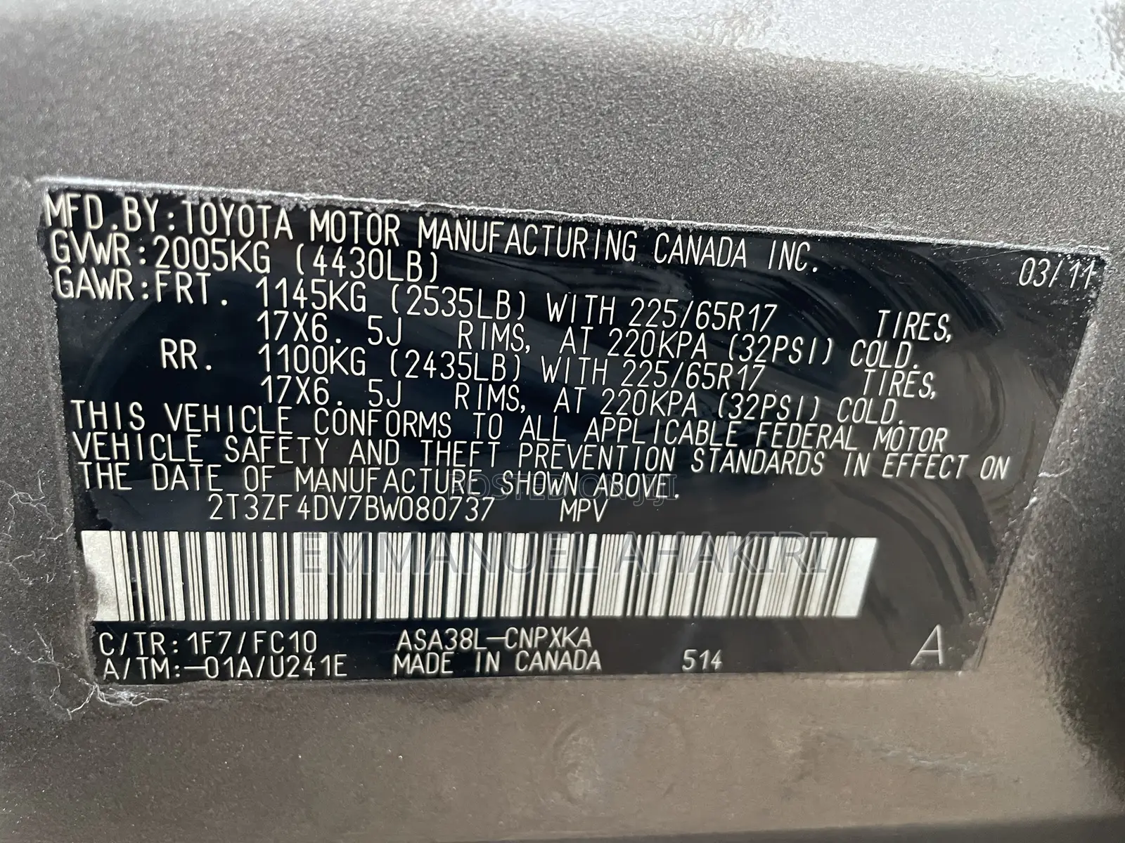 Toyota RAV4 2011 Gray