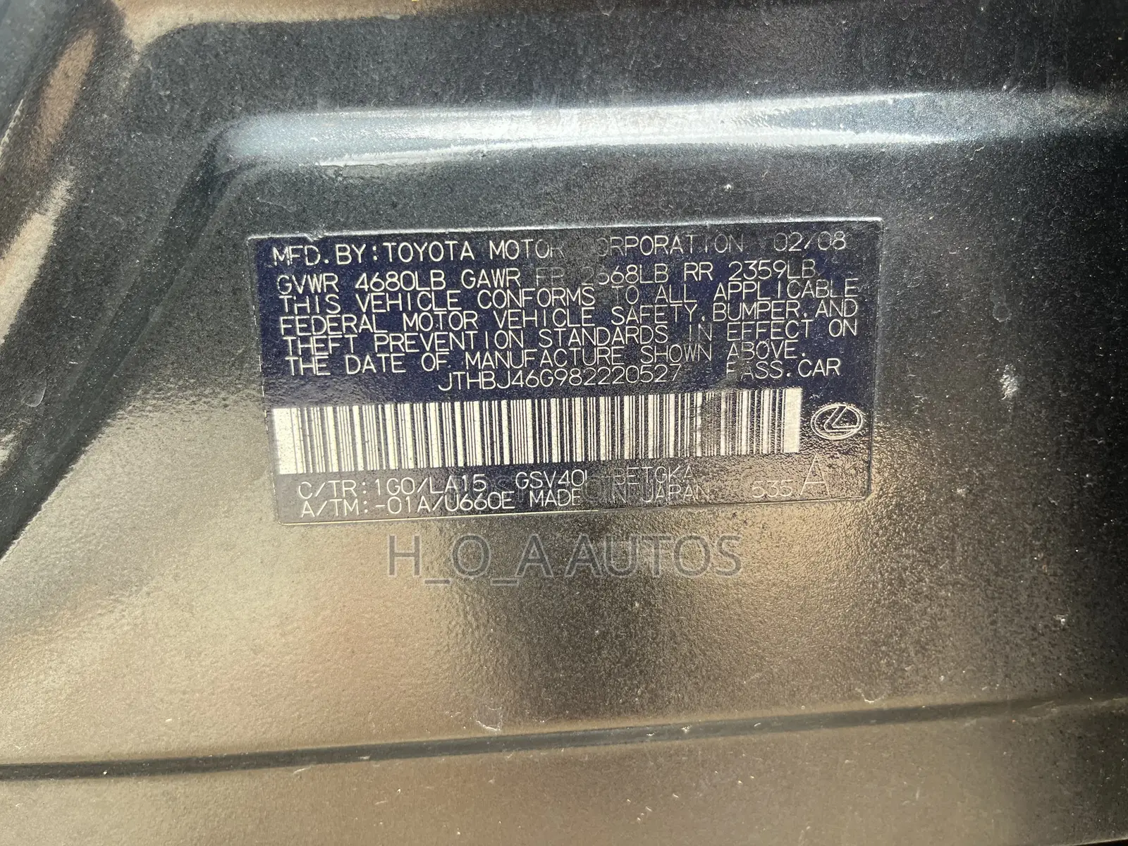 Lexus ES 350 2008 Gray
