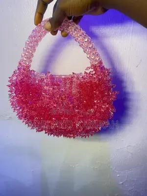 A Pink Semicircle Beaded Bag