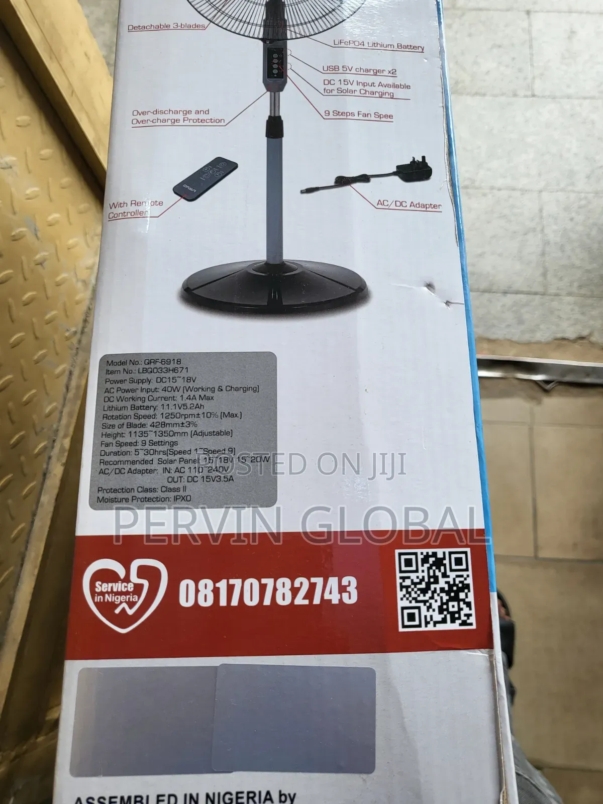 Qasa Rechargeable Fan QRF6918 Lithium 18"