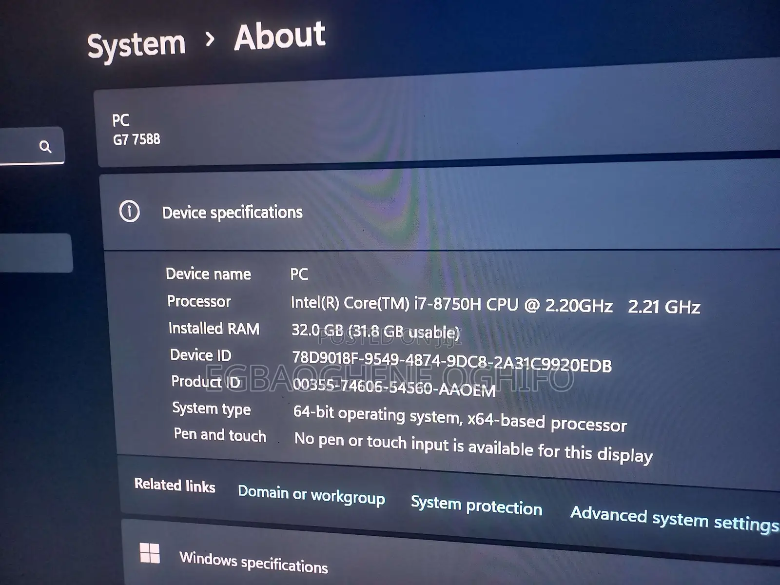 Laptop Dell G7 15 7590 16GB Intel Core i7 HDD+SSD 1T