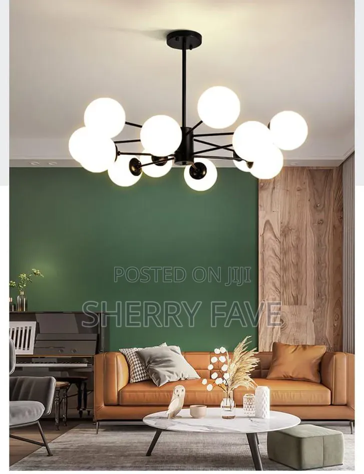 Modern 12-Light Black Glass Chandelier Ceiling Light