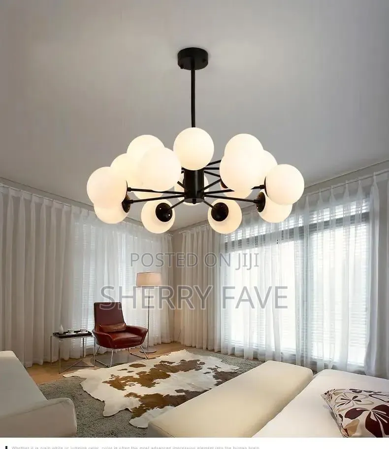 Modern 12-Light Black Glass Chandelier Ceiling Light