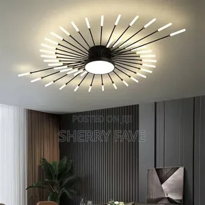 Luxury Modern LED Starburst Ceiling Chandelier – Black Finish