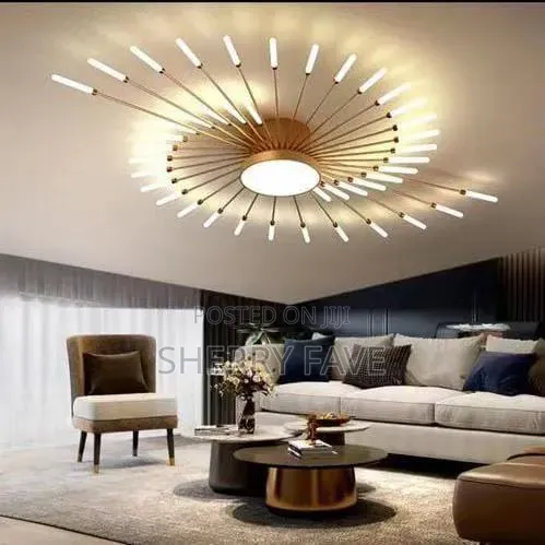 Luxury Modern LED Starburst Ceiling Chandelier – Black Finish