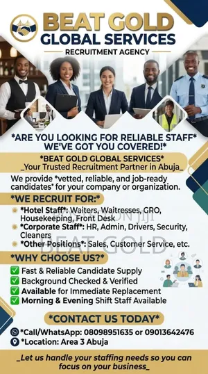 Reliable Staff Supply in Abuja / Beat Gold Global Services