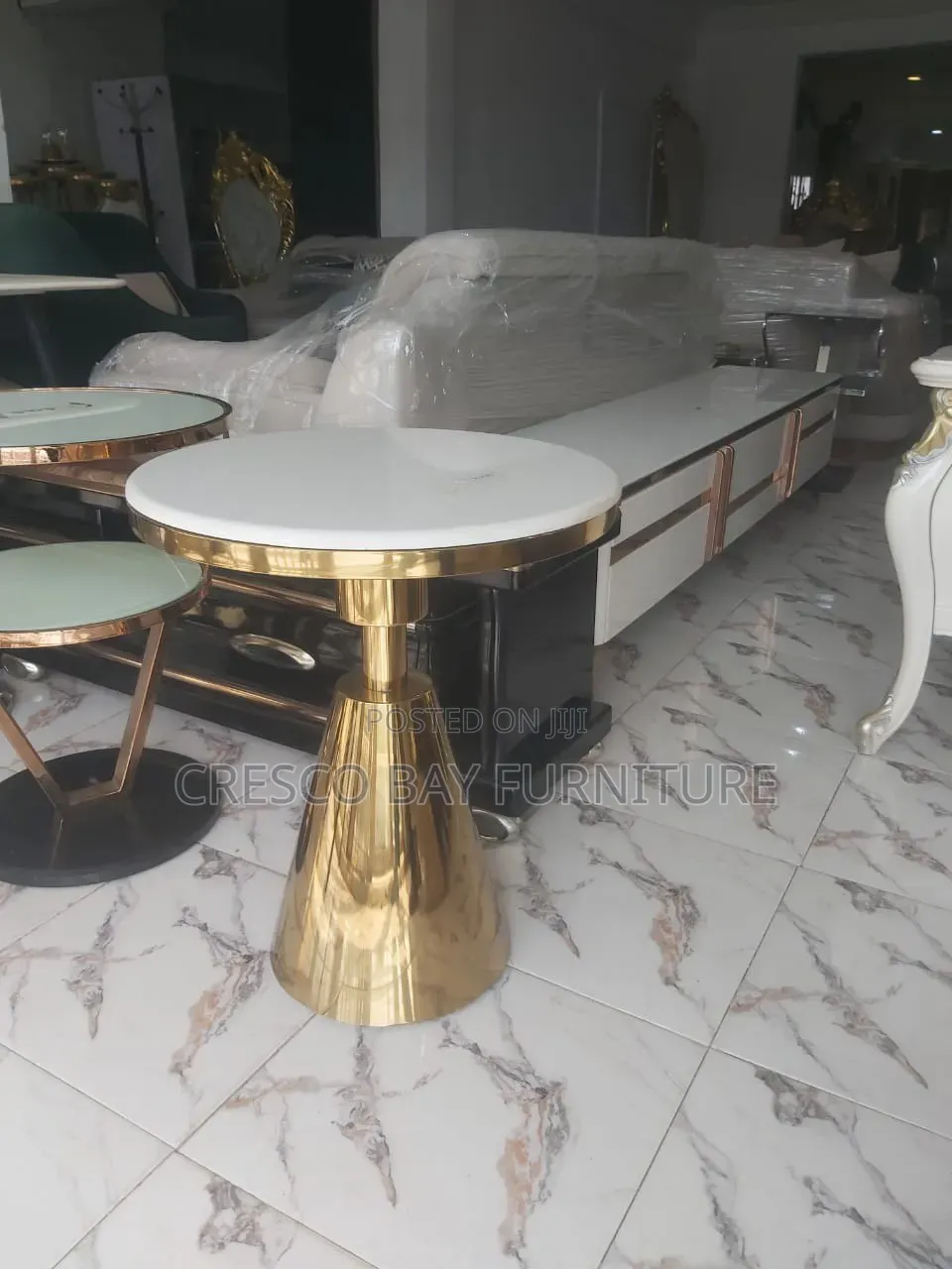 White Gold Cone Side Table (Brand New)