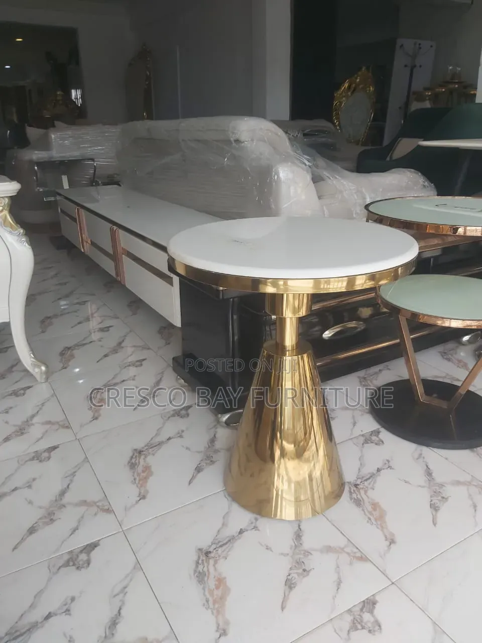 White Gold Cone Side Table (Brand New)