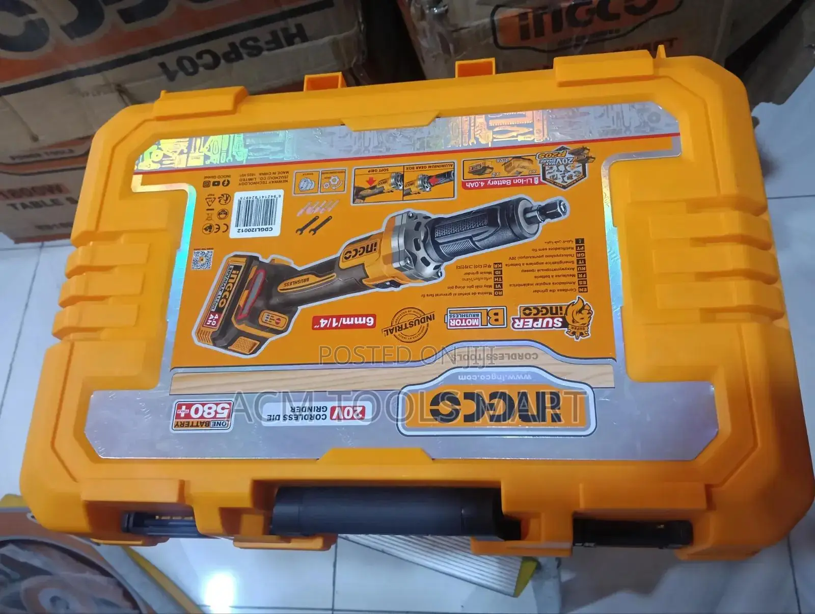 INGCO 20V Cordless Die Grinder – CDGLI20012 (Brushless, Bare Tool)