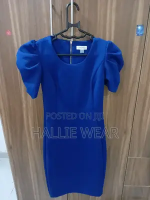 Original Calvin Klein Royal Blue Puff Sleeve Midi Dress , Brand New.