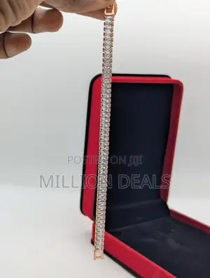 Rose Gold Tennis Iced Men's Link Bracelet