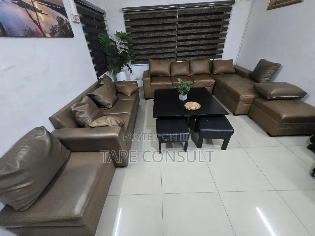 Quality Leather Set of Sofa With Table