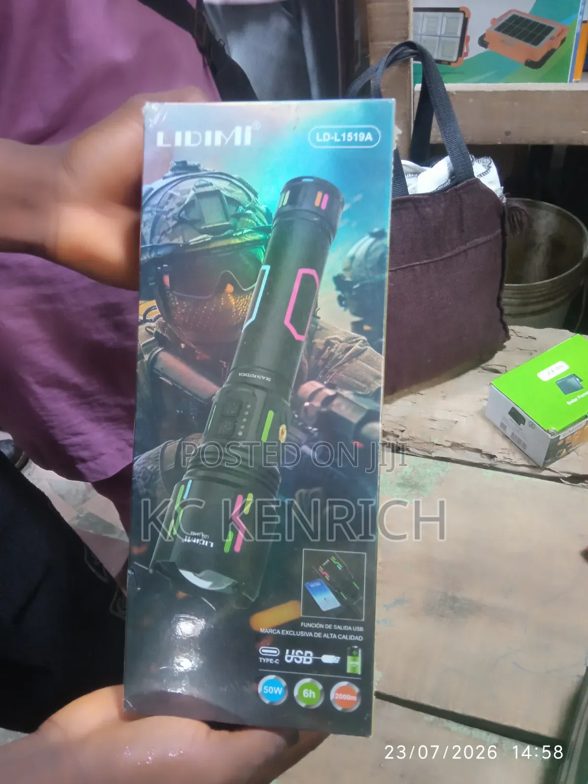 Army Torchlight Zoom Nd Strobe, Iron Body, 50w, 2000mah, Rechargeable