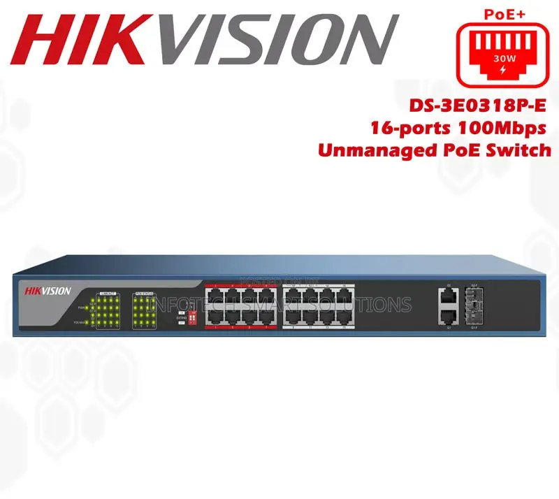 Hikvision DS-3E0318P 16-Port Unmanaged PoE Network Switch