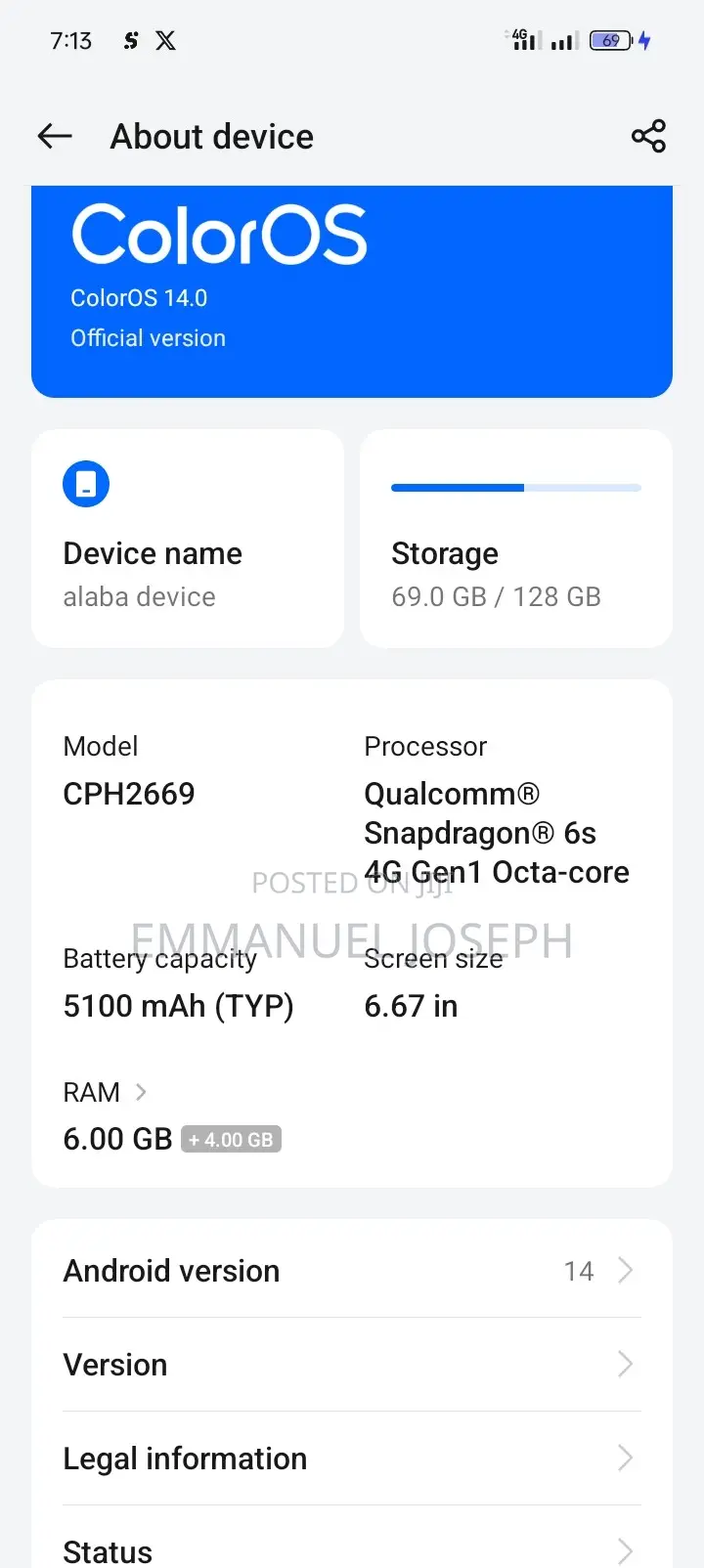 Oppo A3 128 GB Gray
