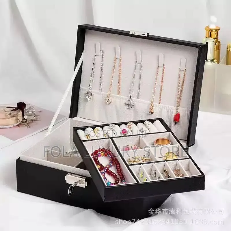 Double Layer Leather Jewellery Storage Box