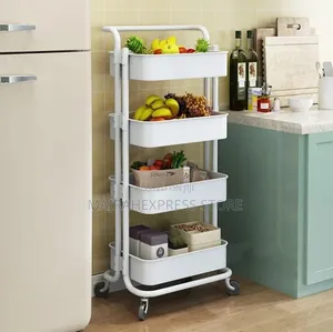 4-Tier Utility Cart With Wheels, Multi-Functional Trolley,