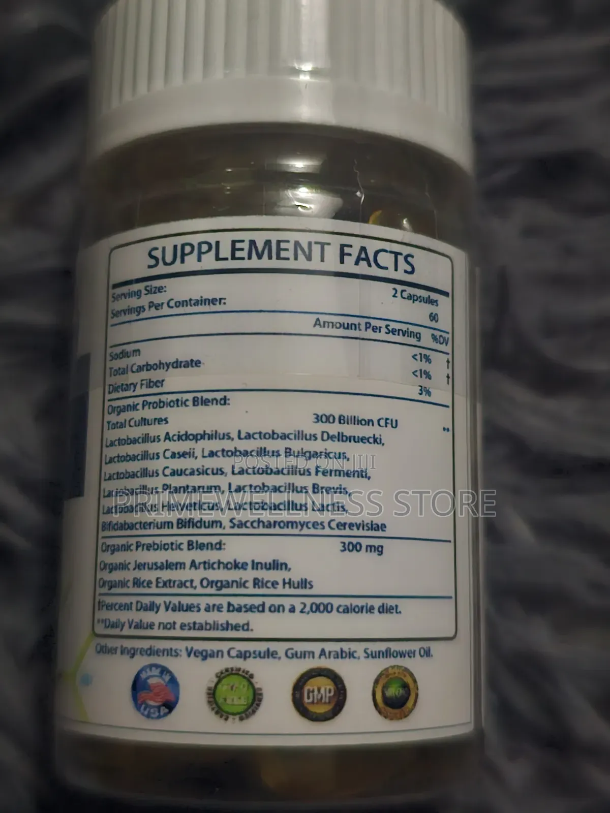 300 Billion High Potency Probiotic Prebiotic, 12 Probiotic Strains