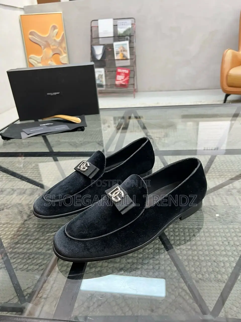 Luxury Velvet Bow Shoes | Black Blue Collection