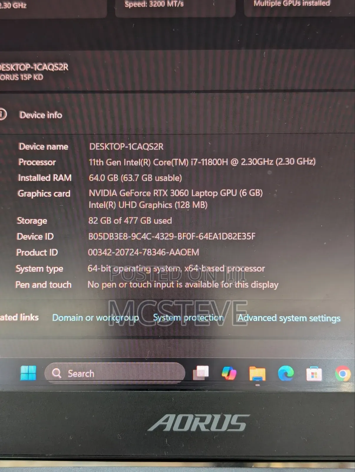 Laptop Acer 64GB Intel Core i7 SSD 512GB