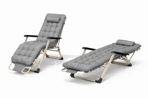 Foldable Reclining Lounge Chair With Padded Cushion Headrest Pillow