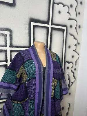 Ankara Kimono and Trouser Set With Aso-Oke Mix