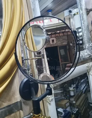 Double Sided, Wall Mounted Black Matt Makeup Extendable Mirror