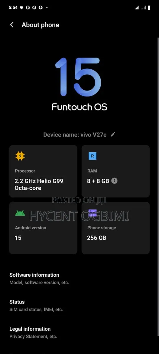 Vivo V27e 256 GB Gray