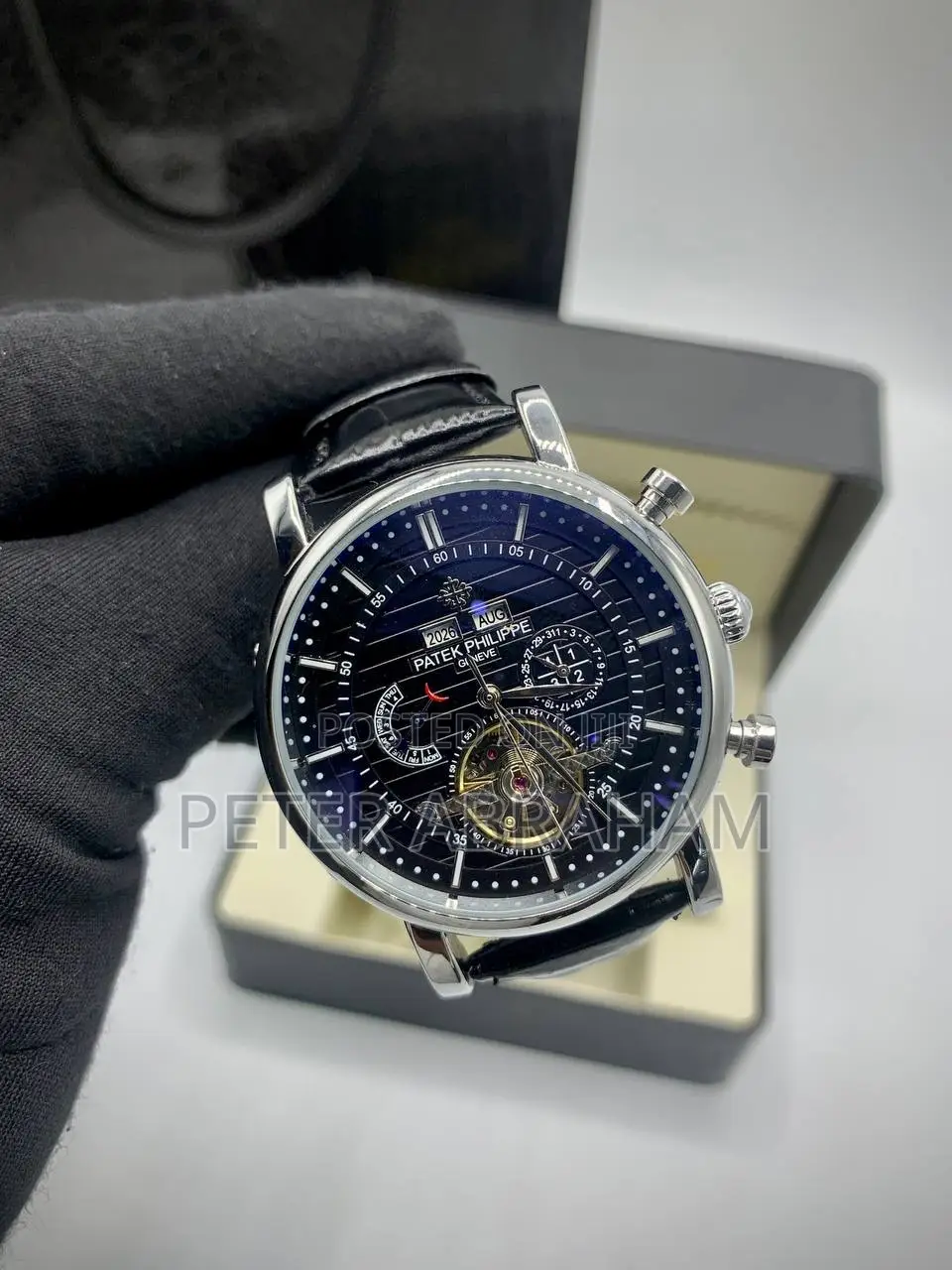 Luxury Patek Philippe Skeleton Automatic Leather Watch