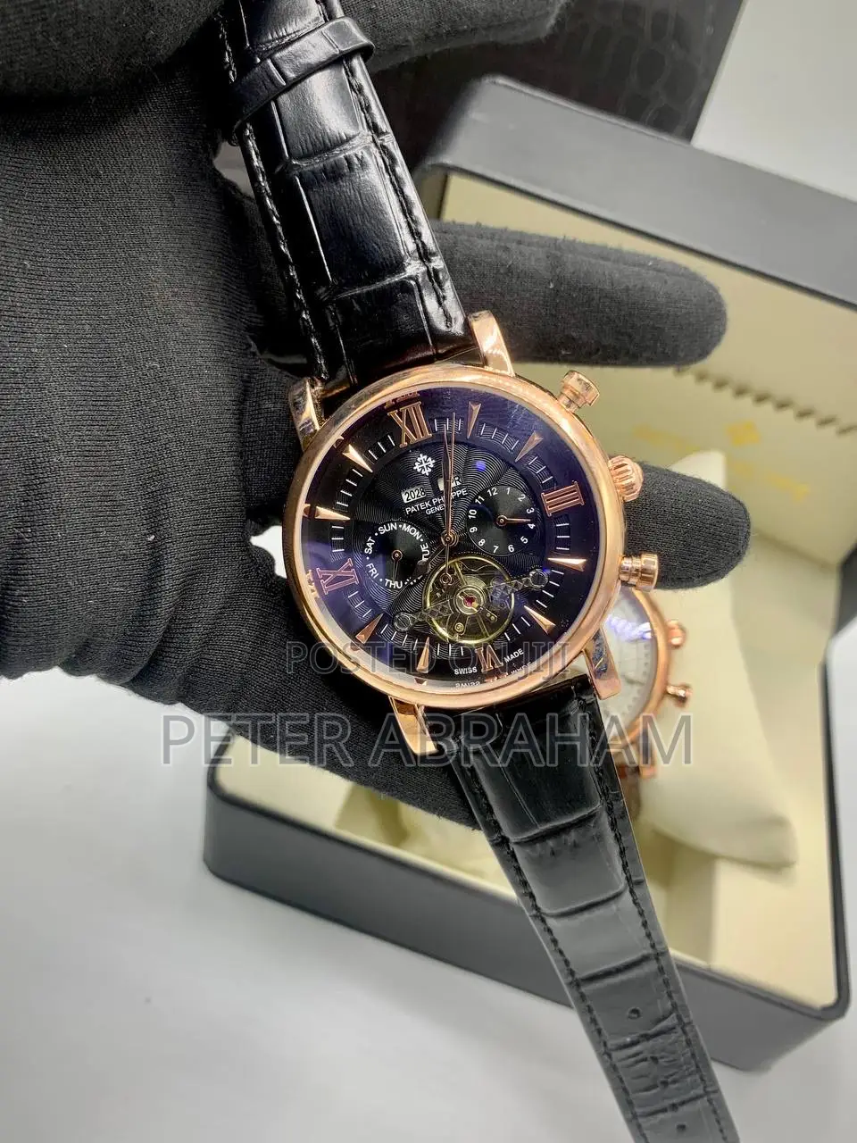 Luxury Patek Philippe Skeleton Automatic Leather Watch
