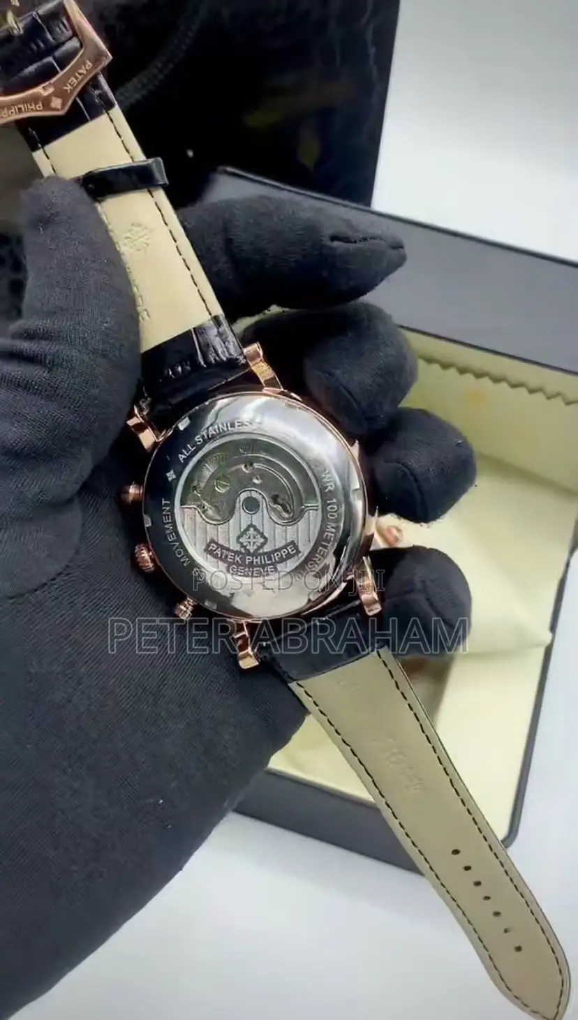 Luxury Patek Philippe Skeleton Automatic Leather Watch