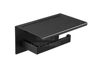 Quality Black Matt Toilet Paper Holder With Built-in Phone Shelf