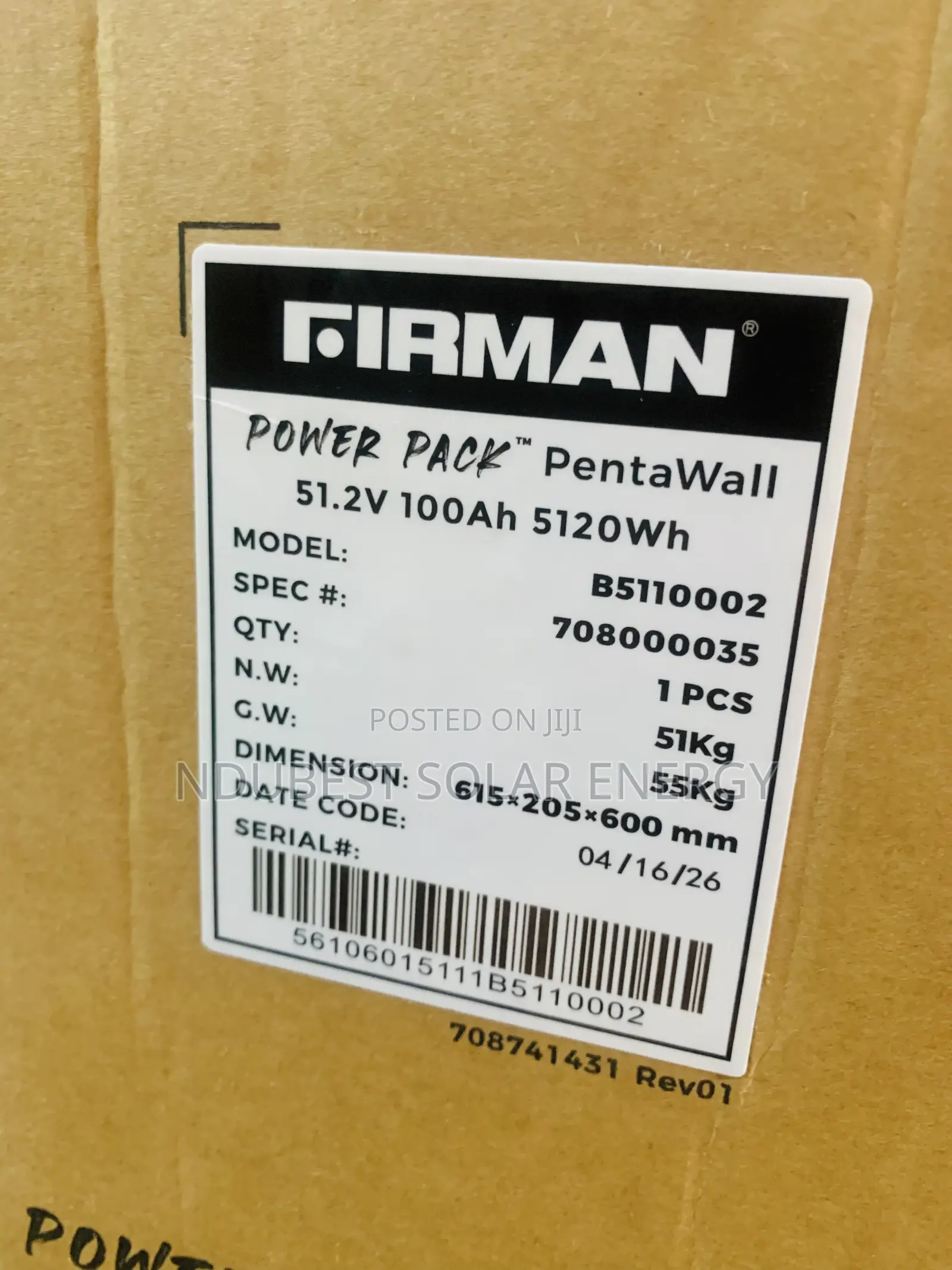 5kwh 51.2v Firman Lithium Ion Batteries