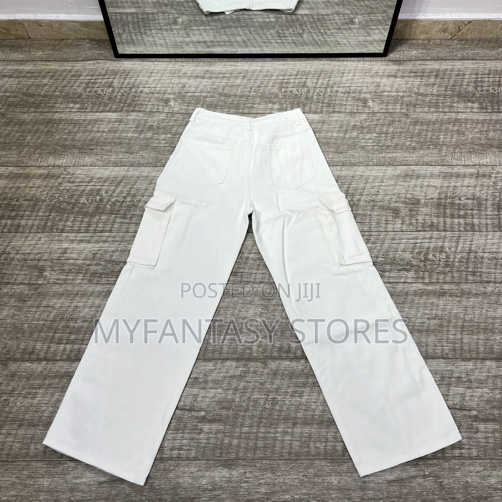 White Cargo Jean Pants