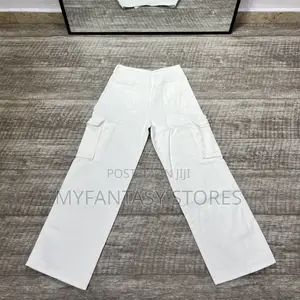 White Cargo Jean Pants