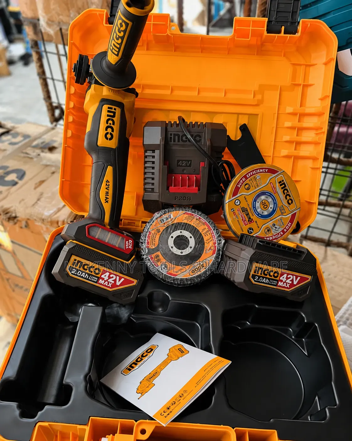 INGCO 42V MAX Cordless Angle Grinder Kit
