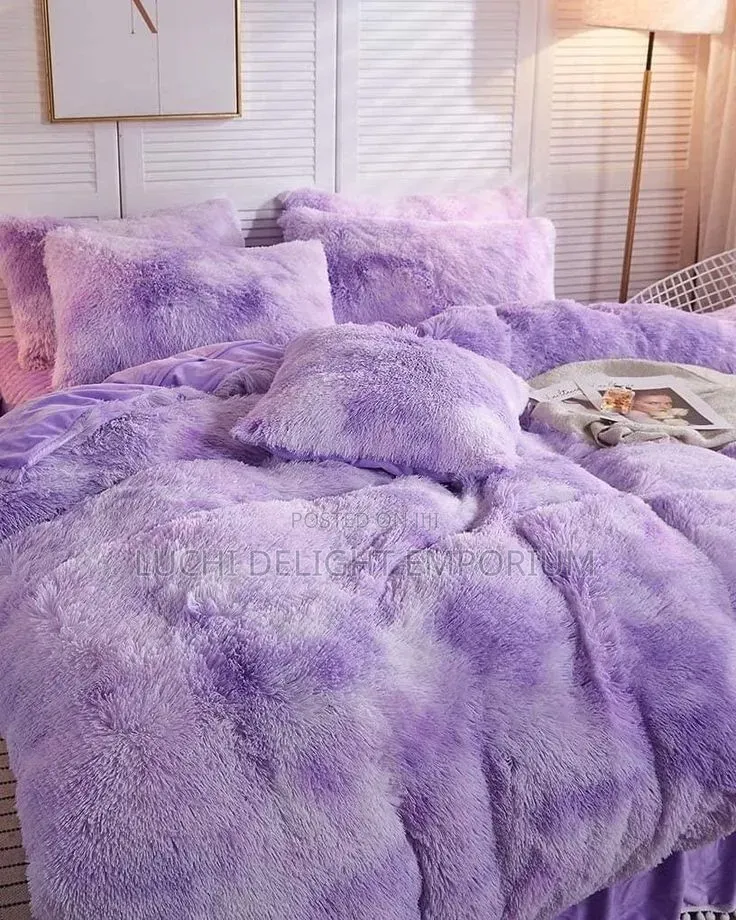  Luxury Fluffy Fur Duvet, Bedsheets 4 Pillowcase Set 6/7,7/7