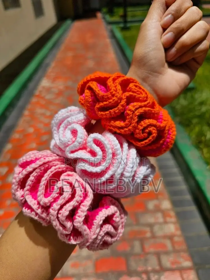 Handmade Crochet Ruffle Scrunchies