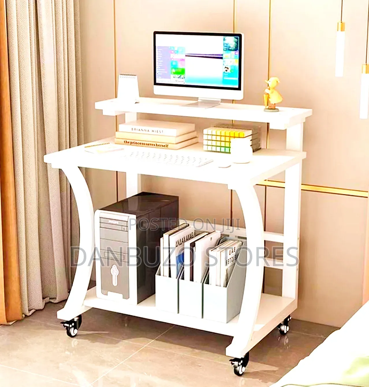 Modern-Styled Computer Desk With Wheels