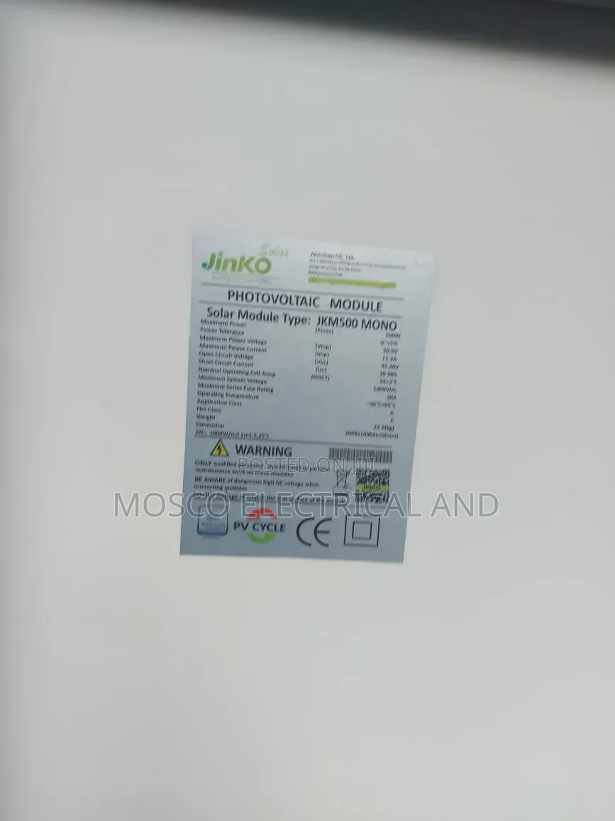 500watts Jinko Solar Panels