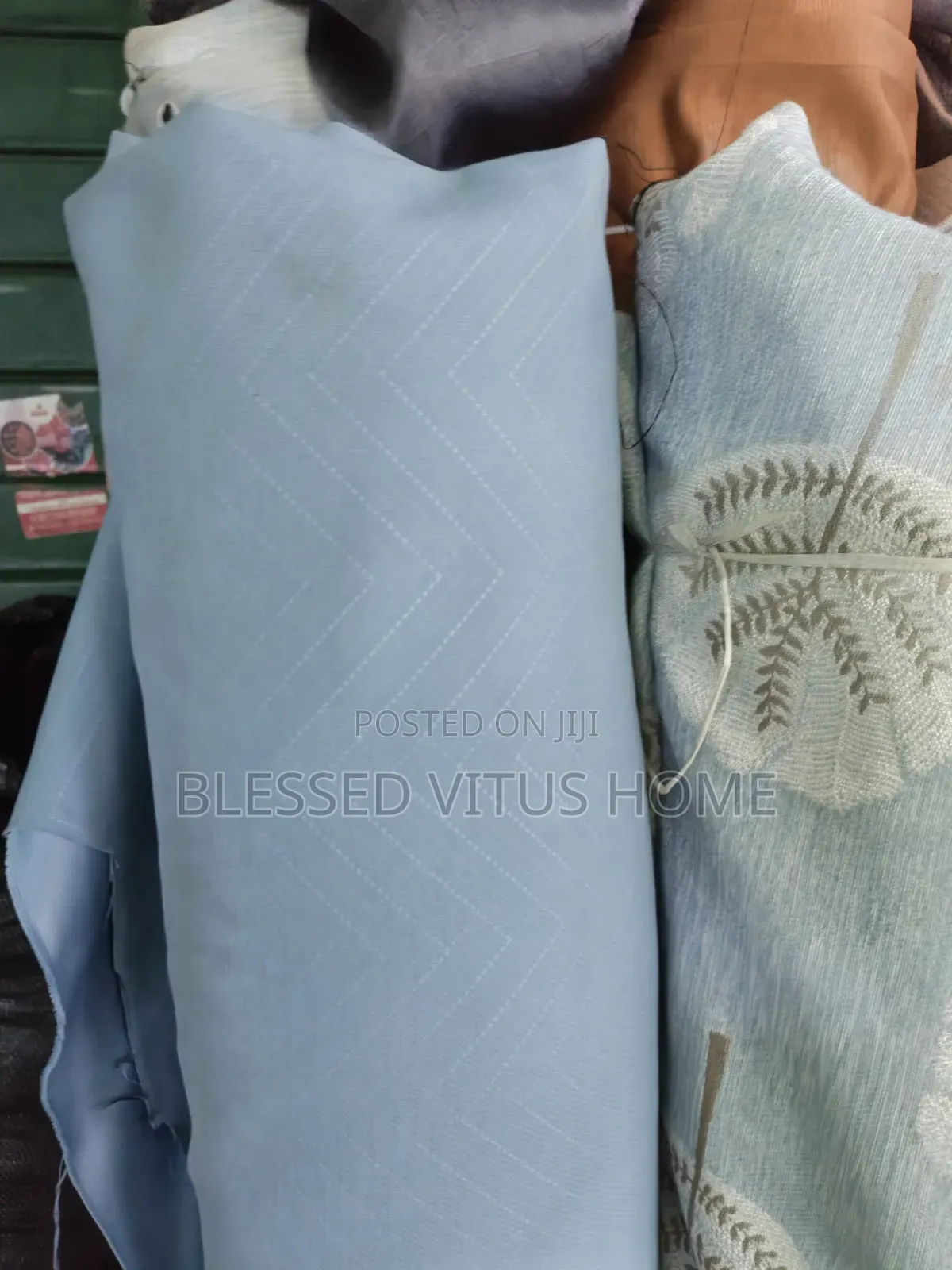 Premium Sky Blue Pattern Curtain