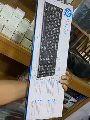 HP K-1700 Full-Size Wired Keyboard With Quiet Keys Adjustable Feet –