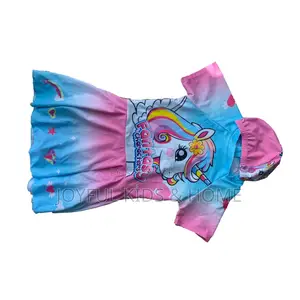2 PCS Dress Style Girls Cover Up Swimming Trunk With Cap- Multi