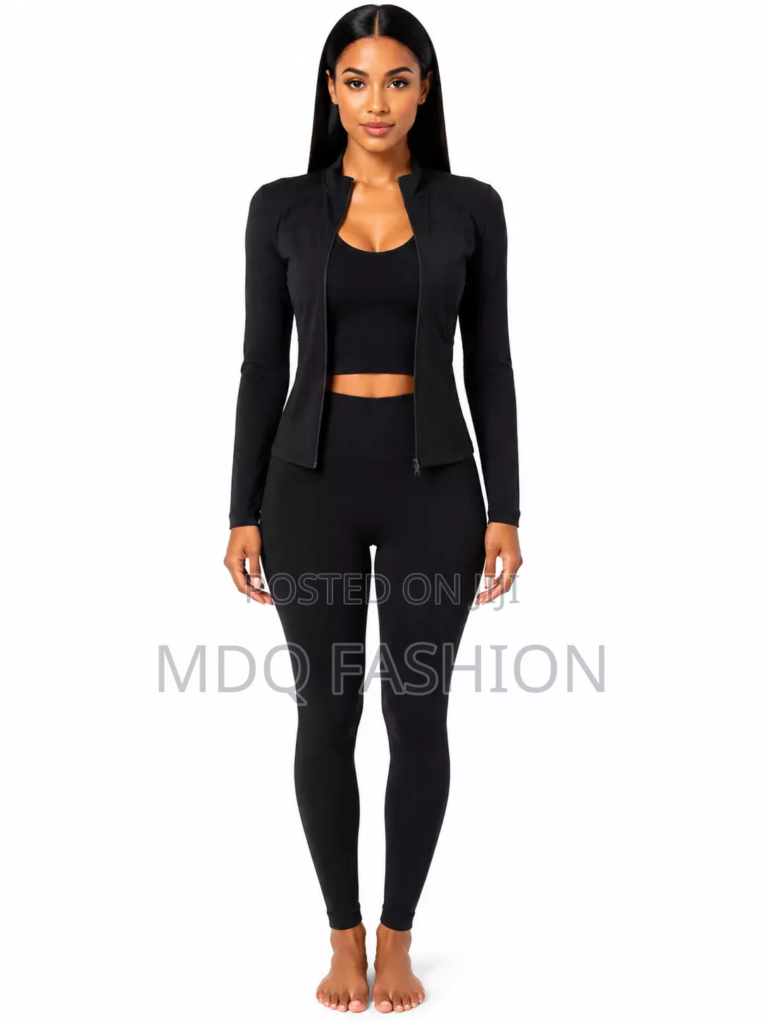 Black 2-Piece Halter Crop Top Leggings Set