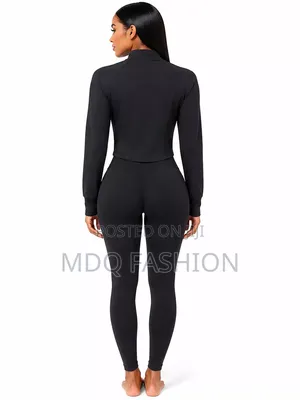 Black 2-Piece Halter Crop Top Leggings Set
