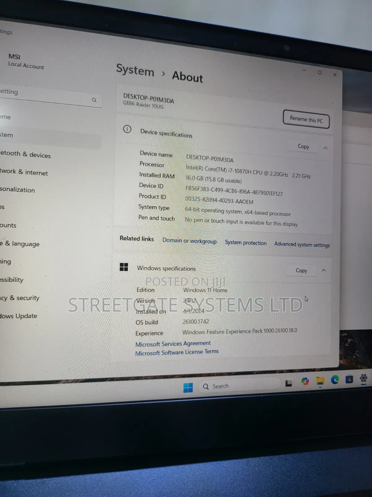 Laptop MSI GE66 Raider 16GB Intel Core i7 SSD 1T