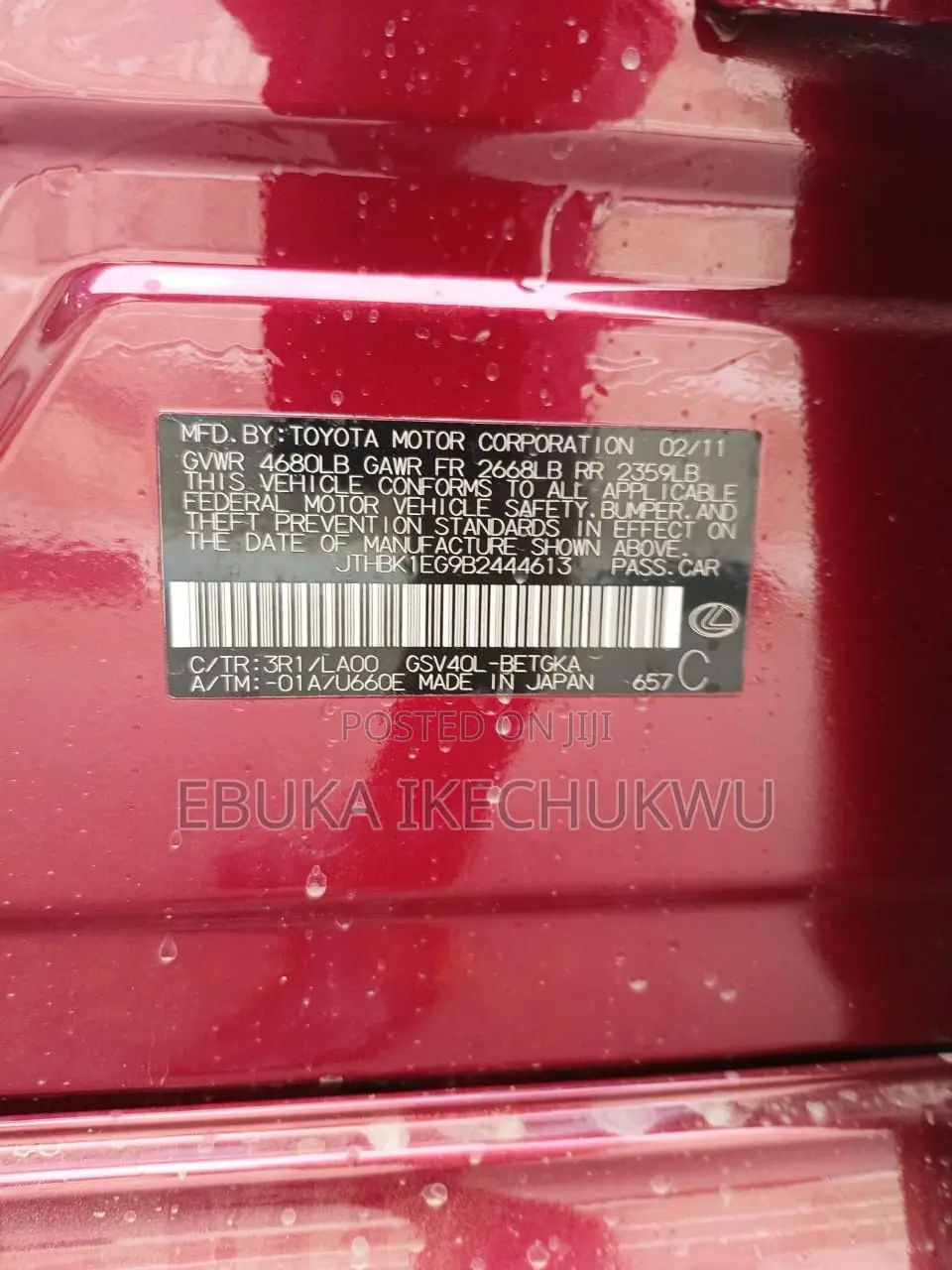 Lexus ES 350 2011 Red