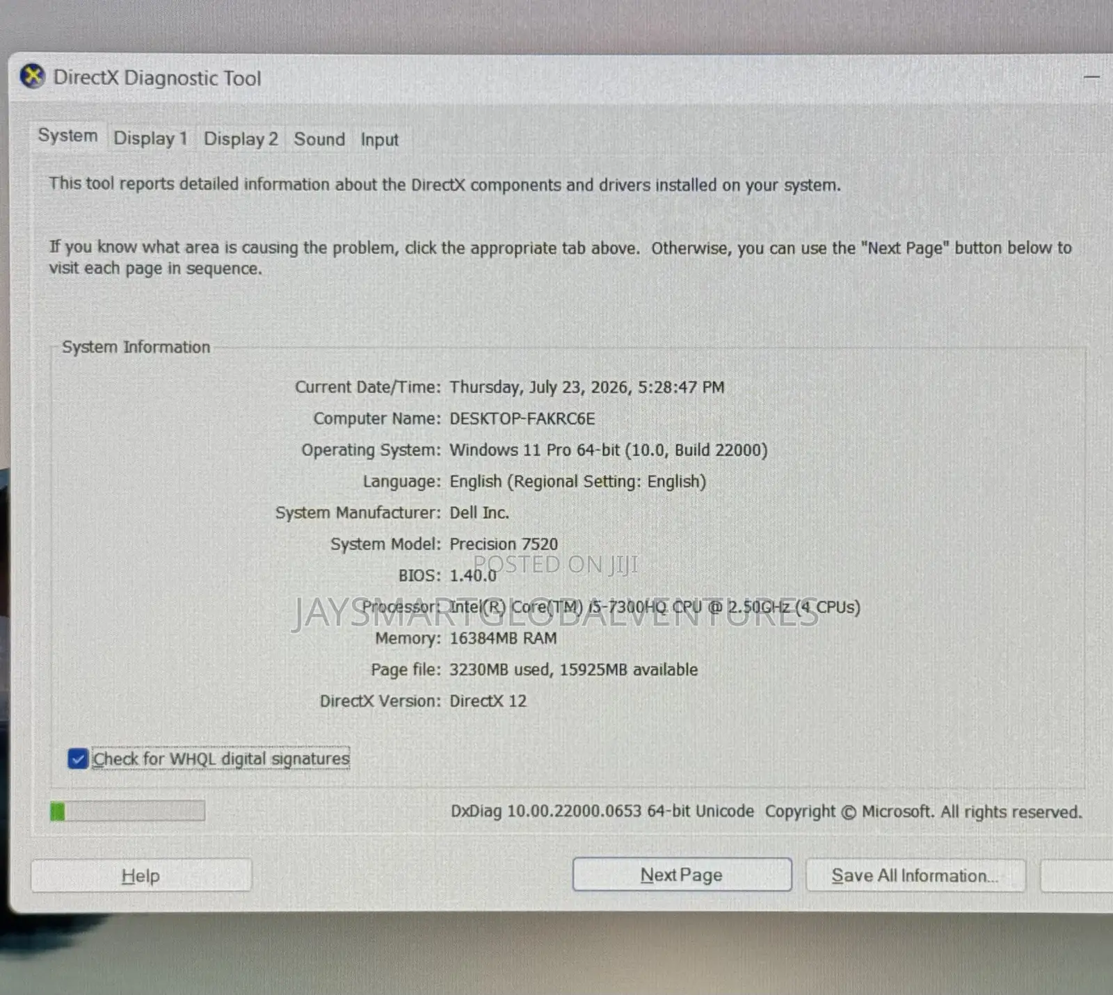 Laptop Dell Precision 7520 16GB Intel Core i5 SSD 512GB